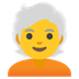 Cómo se ve el emoji Persona adulta: pelo blanco en Google.