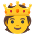 Bagaimana emoji Orang memakai mahkota kelihatan di Google.