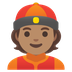 Bagaimana emoji Lelaki bertopi cina: ton kulit sederhana kelihatan di Google.