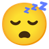 Cómo se ve el emoji Cara durmiendo en Google.