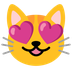 Cómo se ve el emoji Gato sonriendo con ojos de corazón en Google.