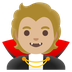 Cómo se ve el emoji Vampiro: tono de piel claro medio en Google.