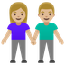 Cómo se ve el emoji Mujer y hombre de la mano: tono de piel claro medio en Google.