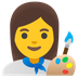 Bagaimana emoji Pelukis wanita kelihatan di Google.