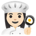 Bagaimana emoji Tukang masak wanita: ton kulit cerah kelihatan di Google.