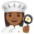 Bagaimana emoji Tukang masak wanita: ton kulit sederhana gelap kelihatan di Google.