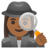 Cómo se ve el emoji Detective mujer: tono de piel oscuro medio en Google.