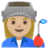 Bagaimana emoji Pekerja kilang wanita: ton kulit sederhana cerah kelihatan di Google.