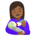 Bagaimana emoji Wanita menyusui bayi: ton kulit sederhana gelap kelihatan di Google.