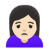 Bagaimana emoji Perempuan berkerut dahi: ton kulit cerah kelihatan di Google.