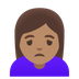 Bagaimana emoji Perempuan berkerut dahi: ton kulit sederhana kelihatan di Google.