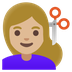 Bagaimana emoji Perempuan digunting rambut: ton kulit sederhana cerah kelihatan di Google.