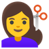 Bagaimana emoji Perempuan digunting rambut kelihatan di Google.