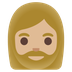 Cómo se ve el emoji Mujer: tono de piel claro medio y barba en Google.