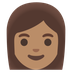 A quoi ressemblent les emoji Femme: peau légèrement mate sur Google.