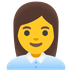 Cómo se ve el emoji Oficinista mujer en Google.