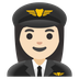 A quoi ressemblent les emoji Pilote femme: peau claire sur Google.