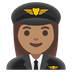 A quoi ressemblent les emoji Pilote femme: peau légèrement mate sur Google.