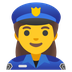 Bagaimana emoji Pegawai polis wanita kelihatan di Google.