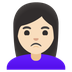 Bagaimana emoji Perempuan mencebik: ton kulit cerah kelihatan di Google.