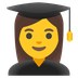 Cómo se ve el emoji Estudiante mujer en Google.