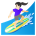 Hvordan Kvindelig surfer: lys teint emoji ser ud på Google.