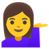 Bagaimana emoji Perempuan menadah tangan kelihatan di Google.