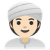 Hvordan Kvinde med turban: lys teint emoji ser ud på Google.