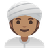 Cómo se ve el emoji Mujer con turbante: tono de piel medio en Google.