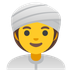 Cómo se ve el emoji Mujer con turbante en Google.