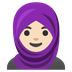 Bagaimana emoji Wanita bertudung: ton kulit cerah kelihatan di Google.