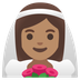 Cómo se ve el emoji Mujer con velo: tono de piel medio en Google.