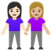 A quoi ressemblent les emoji Deux femmes se tenant la main: peau claire et peau moyennement claire sur Google.