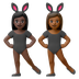 Hvordan Kvinder med kaninører: mørk teint og medium til mørk teint emoji ser ud på Google.