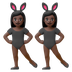 Hvordan Kvinder med kaninører: mørk teint emoji ser ud på Google.
