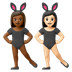 Hvordan Kvinder med kaninører: medium til mørk teint og lys teint emoji ser ud på Google.