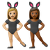 Hvordan Kvinder med kaninører: medium til lys teint og medium til mørk teint emoji ser ud på Google.