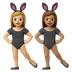 Hvordan Kvinder med kaninører: medium til lys teint og medium teint emoji ser ud på Google.