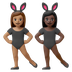 Hvordan Kvinder med kaninører: medium teint og mørk teint emoji ser ud på Google.