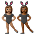 Hvordan Kvinder med kaninører: medium teint og medium til mørk teint emoji ser ud på Google.