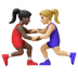 Hvordan Kvindelige brydere: mørk teint og medium til lys teint emoji ser ud på Google.