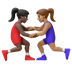 Hvordan Kvindelige brydere: mørk teint og medium teint emoji ser ud på Google.