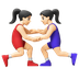 Hvordan Kvindelige brydere: lys teint emoji ser ud på Google.