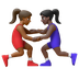 Hvordan Kvindelige brydere: medium til mørk teint og mørk teint emoji ser ud på Google.