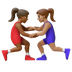 Hvordan Kvindelige brydere: medium til mørk teint og medium teint emoji ser ud på Google.