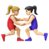 Hvordan Kvindelige brydere: medium til lys teint og lys teint emoji ser ud på Google.