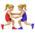 Hvordan Kvindelige brydere: medium til lys teint emoji ser ud på Google.