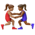 Hvordan Kvindelige brydere: medium teint og medium til mørk teint emoji ser ud på Google.