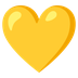 Cómo se ve el emoji Corazón amarillo en Google.