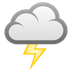 Bagaimana Cloud with Lightning emoji terlihat di Joypixels.